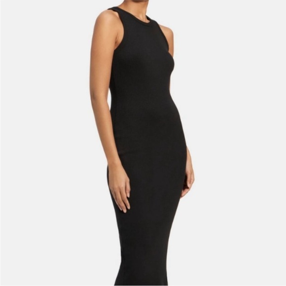 Theory Black Ribbed Racer Tank Ribbed Black Sleeveless Dress - Picture 2 of 6